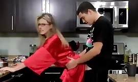 Young Lassie Fucks his Hot Mom in the Kitchen