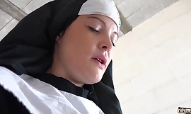 Horny teen nun strips with an increment of fucks an papa in the acknowledgement cubicle