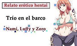스페인어 hentai story nami luffy and zoro have a threesome more than the row-boat