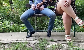 Gorgeous stranger holds my cock while I pee in the park