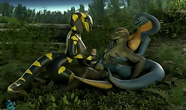 Serpientes divirtiéndose en el bosque animación por petruz y evilbanana