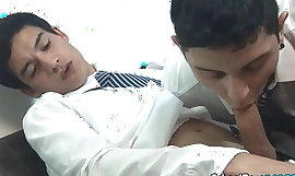 Latin gay teen house-servant gets fucked get plash luxuriate in a bitch