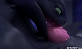 BIG BLACK DRAGON Revitalizing HIS THICK CUM AND SPILLS IT To [TOOTHLESS]