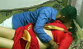 Indian hot Milf Aunty Merry Christmas day sex with wheel boy ! Indian Xmas sex with in flames saree