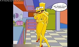 Marge, femme au foyer anale, gémit de plaisir alors que du sperme chaud lui remplit le cul et gicle dans toutes les directions / Hentai / Non censuré / Dessins animés / Anime