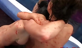Real university lesbos wrestling before said