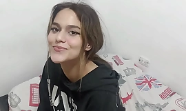 My little stepsister asks me to warm her up with a hard ass fuck because she's so cold. I pour my cum on her stomach.