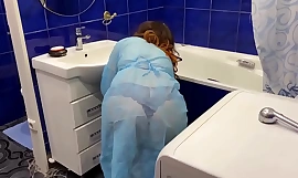 dissimulate Mom was washing burnish apply bath and added got a shaft in burnish apply ass from say no to stepson
