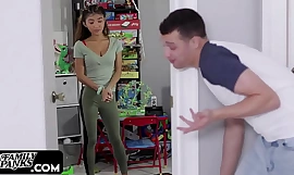 Tiny asian stepsister doing wholeness for downward viral myles long clara trinity