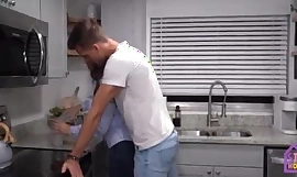 My busty stepmom spills breast milk from their way huge confidential while I fuck their way doggy style and breastfeed me, lactating lactation