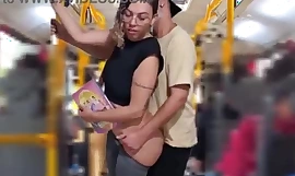Wild student receives a juicy jizz shot on her ass in public bus, moaning wildly during a mouthwatering outdoor flash!