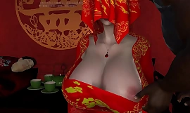 3D grube cycki chińska żona zdradzająca powszechny gruby kutas i orgazm