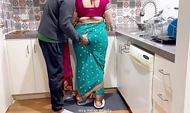 Intense taboo encounter with a voluptuous married Indian MILF in a saree, flaunting her abounding in curves.